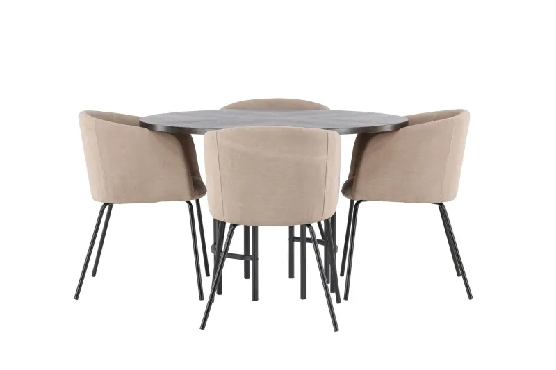 Copenhagen Matgrupp 115 cm Rund med 4 Berit stolar - Beige (Art.nr 3059819) — Venture Home