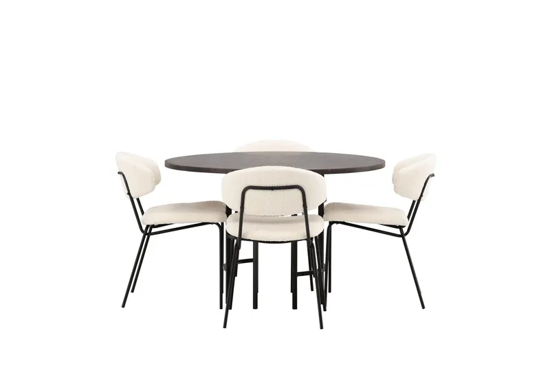 Copenhagen Matgrupp 115 cm Rund med 4 Chico Stolar - Svart (Art.nr 3061513) — Venture Home