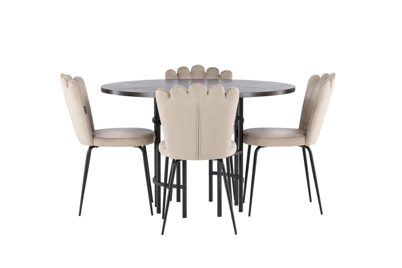 Copenhagen Matgrupp 115 cm Rund med 4 Limhamn stolar - Beige (Art.nr 3059491) — Venture Home