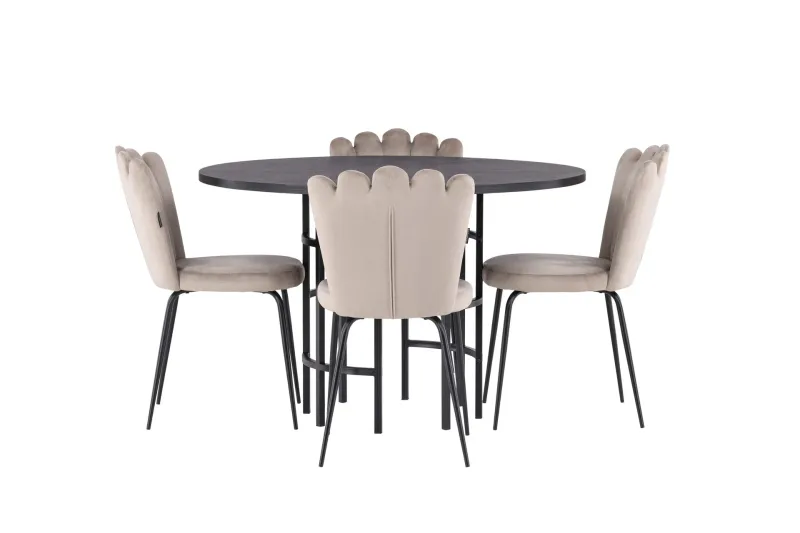 Copenhagen Matgrupp 115 cm Rund med 4 Limhamn stolar - Beige (Art.nr 3059416) — Venture Home