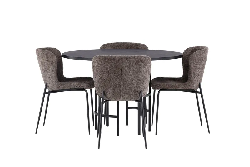 Copenhagen Matgrupp 115 cm Rund med 4 Modesto stolar - Beige — Venture Home