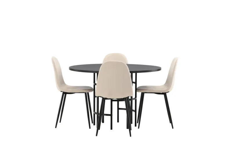 Copenhagen Matgrupp 115 cm Rund med 4 Polar stolar - Beige (Art.nr 3059327) — Venture Home