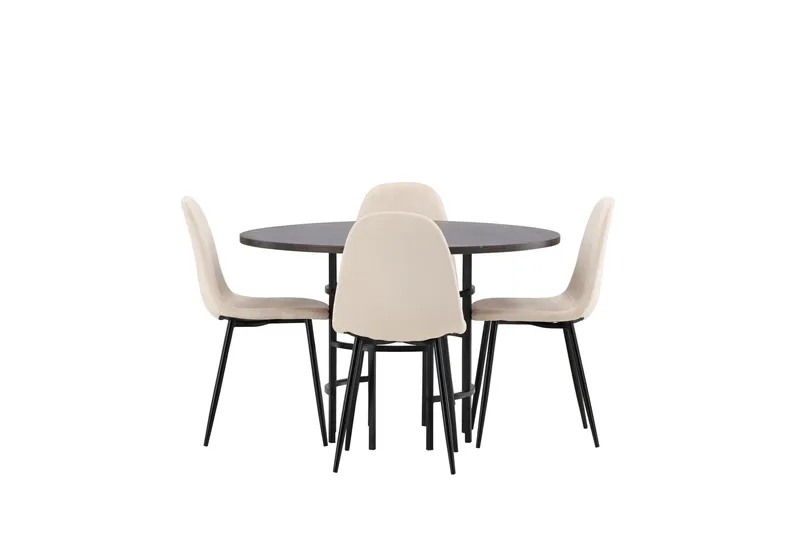 Copenhagen Matgrupp 115 cm Rund med 4 Polar stolar - Beige (Art.nr 3059302) — Venture Home