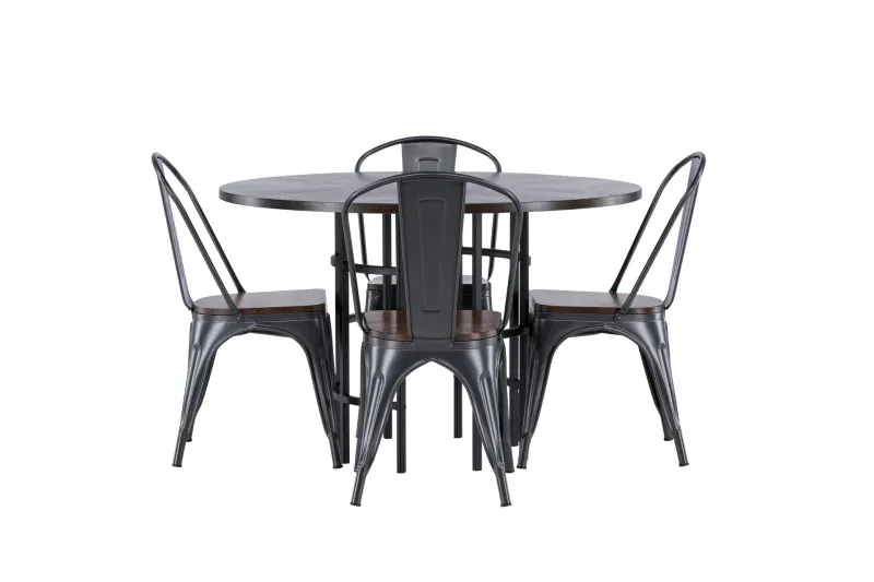 Copenhagen Matgrupp 115 cm Rund med 4 Tempe stolar - Mocca — Venture Home