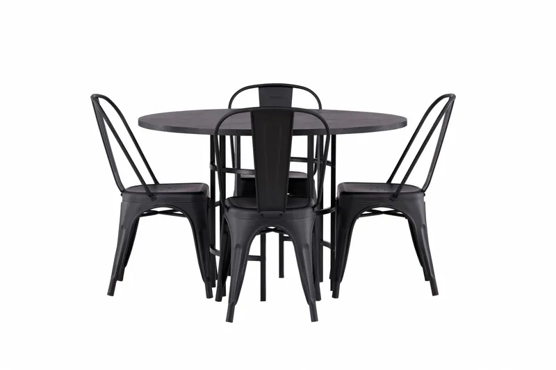Copenhagen Matgrupp 115 cm Rund med 4 Tempe Stolar - Svart (Art.nr 3061022) — Venture Home