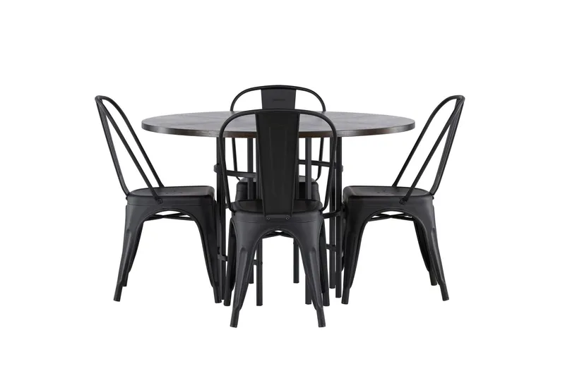 Copenhagen Matgrupp 115 cm Rund med 4 Tempe Stolar - Svart (Art.nr 3061426) — Venture Home
