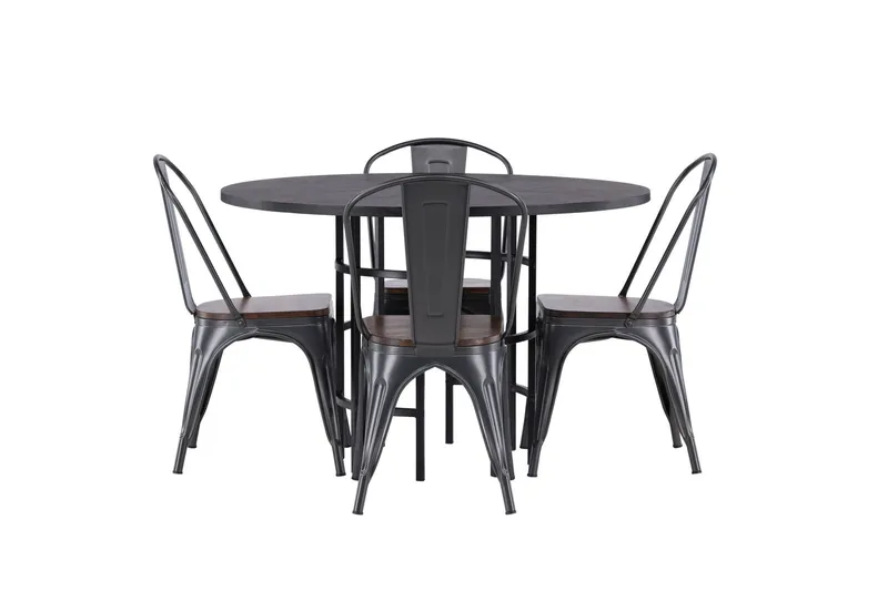 Copenhagen Matgrupp 115 cm Rund med 4 Tempe stolar - Svart — Venture Home