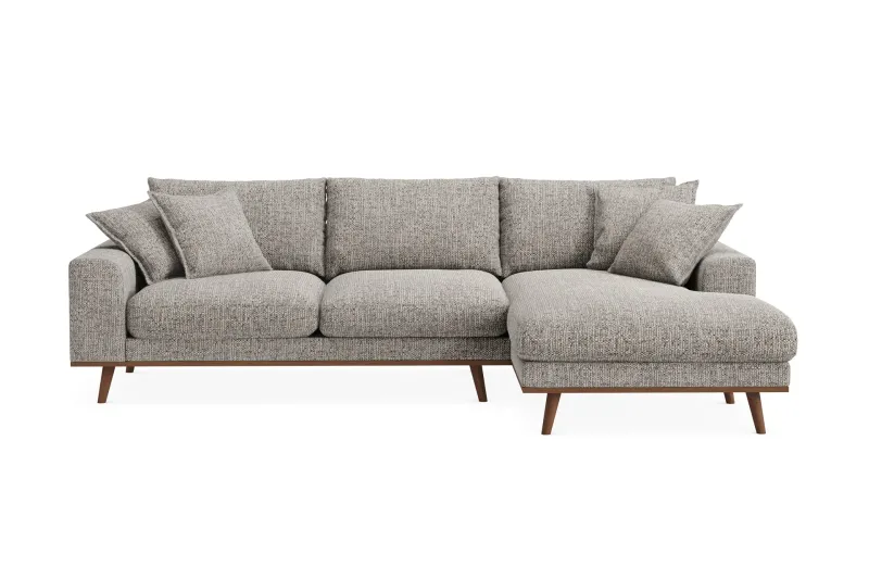 Copenhagen Premium 4-sits Högervänd L-formad Djup Divansoffa i Chenille - Grå — Scandinavian Choice