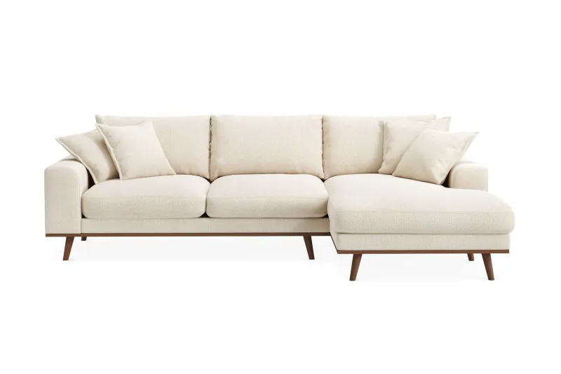 Copenhagen Premium 4-sits Högervänd L-formad Djup Divansoffa i Chenille - Ljusbeige — Scandinavian Choice