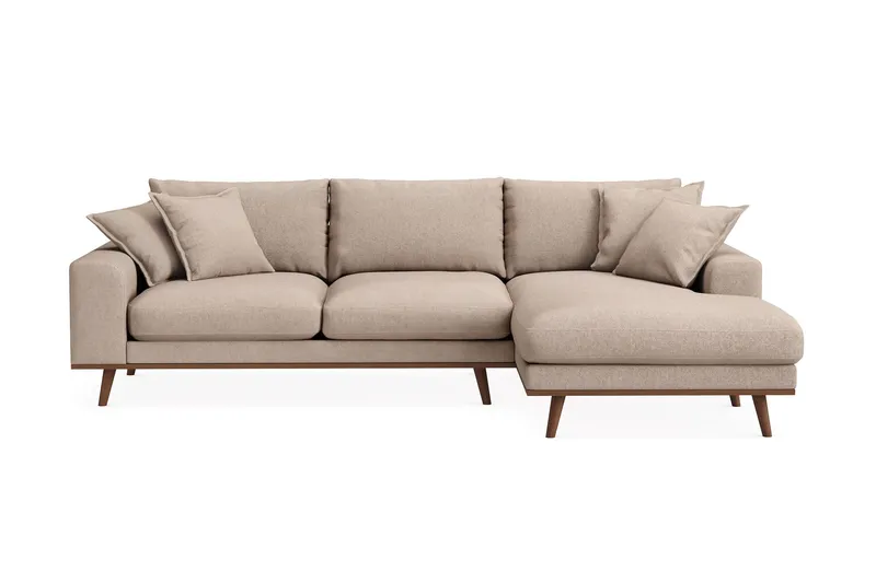 Copenhagen Premium 4-sits Högervänd L-formad Djup Divansoffa i Tyg - Ljusbrun — Scandinavian Choice