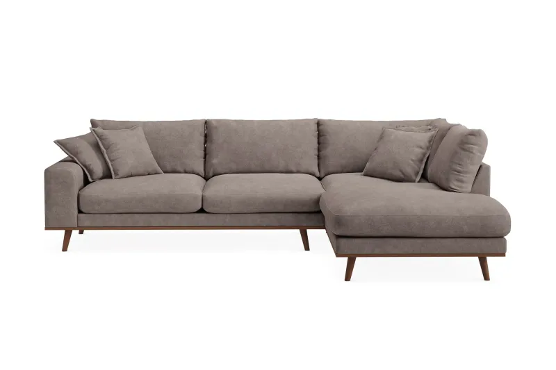Copenhagen Premium 4-sits Högervänd L-formad Djup Schäslongsoffa i Tyg - Brun — Scandinavian Choice