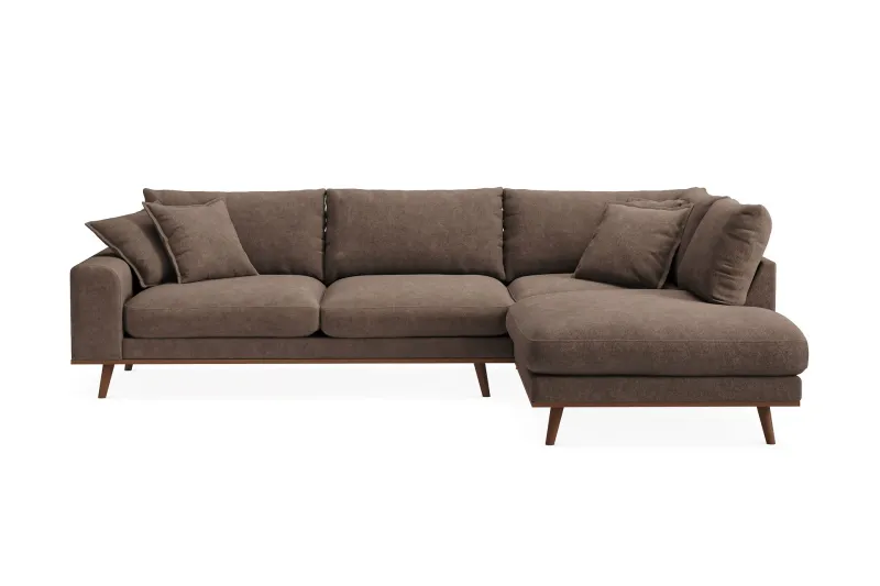 Copenhagen Premium 4-sits Högervänd L-formad Djup Schäslongsoffa i Tyg - Mörkbrun — Scandinavian Choice