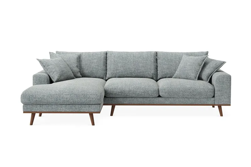 Copenhagen Premium 4-sits Vänstervänd L-formad Djup Divansoffa i Chenille - Grå/Blå — Scandinavian Choice