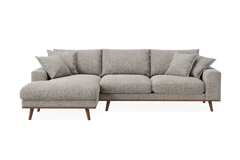 Copenhagen Premium 4-sits Vänstervänd L-formad Djup Divansoffa i Chenille - Grå — Scandinavian Choice