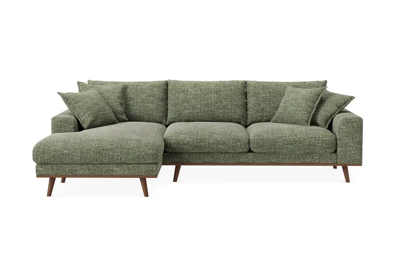 Copenhagen Premium 4-sits Vänstervänd L-formad Djup Divansoffa i Chenille - Grön — Scandinavian Choice