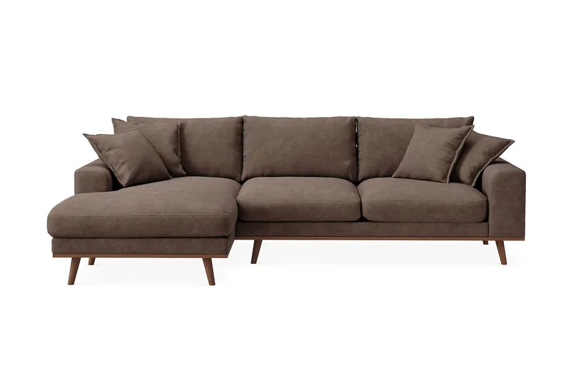 Copenhagen Premium 4-sits Vänstervänd L-formad Djup Divansoffa i Tyg - Mörkbrun — Scandinavian Choice