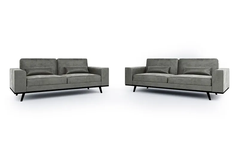 Copenhagen Soffgrupp 3-sits + 2-sits Sammetssoffa - Mörkgrå — Scandinavian Choice