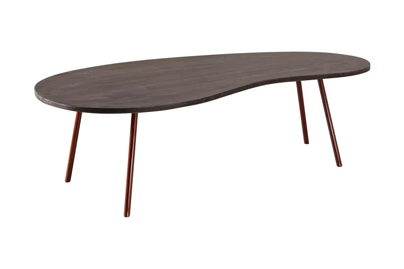 Corkrean Soffbord 122 cm Njurformat - Massivt Trä/Mörkgrå/Koppar — Wohnling