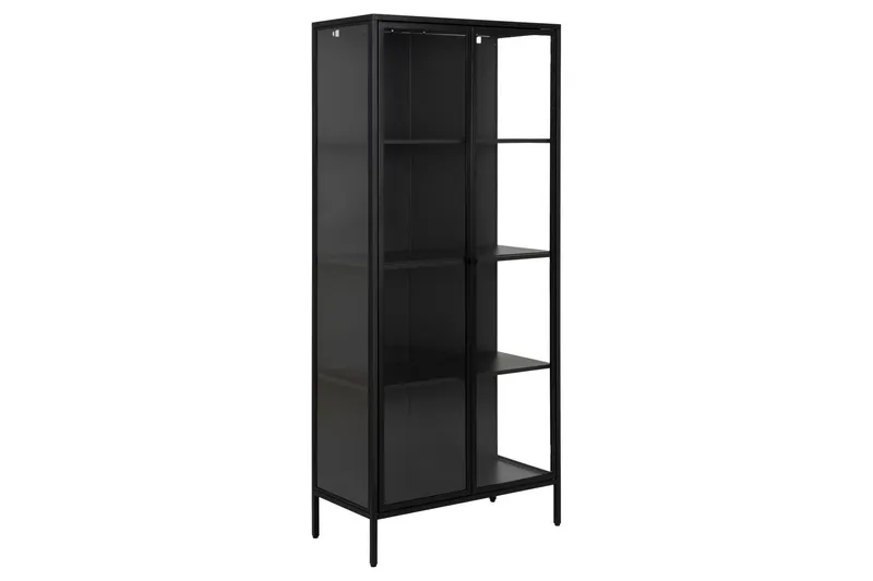 Crabtree Vitrinskåp 40 cm djup 80 cm bred 180 cm hög Metall Glas - Svart — Svart
