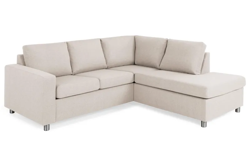 Crazy 3-sits Högervänd L-formad Schäslongsoffa i Tyg - Beige (Art.nr 139189) — Basic Home
