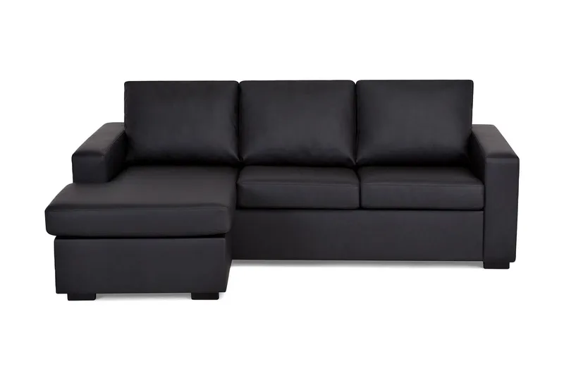 Crazy 3-sits Vändbar L-formad Divansoffa i Konstläder - Svart — Svart