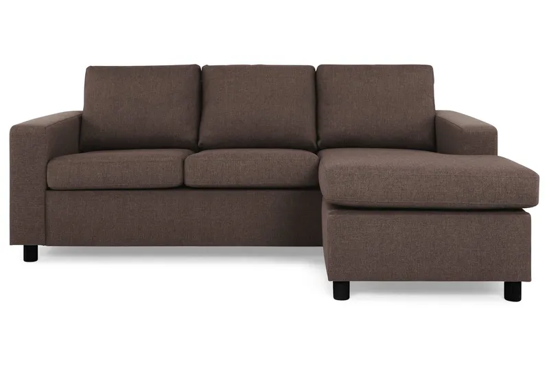 Crazy 3-sits Vändbar L-formad Divansoffa i Tyg - Brun (Art.nr 139383) — Brun