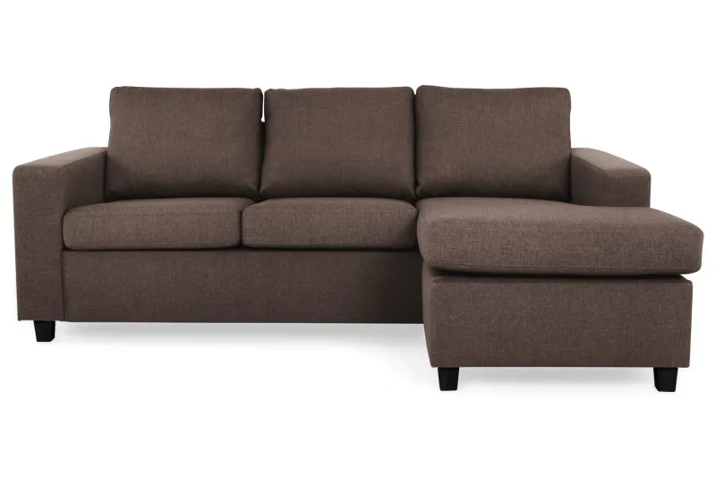 Crazy 3-sits Vändbar L-formad Divansoffa i Tyg - Brun (Art.nr 155556) — Brun