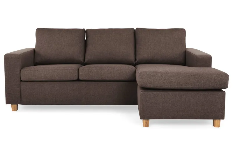 Crazy 3-sits Vändbar L-formad Divansoffa i Tyg - Brun (Art.nr 155557) — Brun