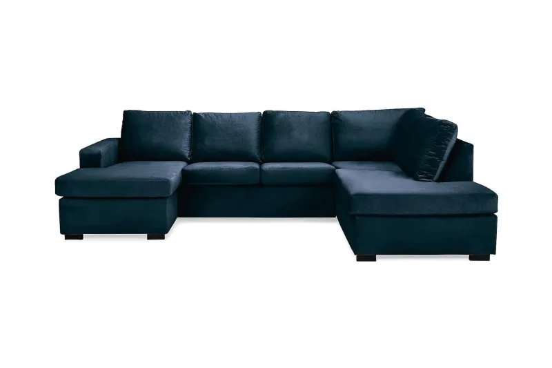 Crazy 4-sits Högervänd U-formad Large Soffa med Divan och Schäslong i Sammet - Blå (Art.nr 1791489) — Blå