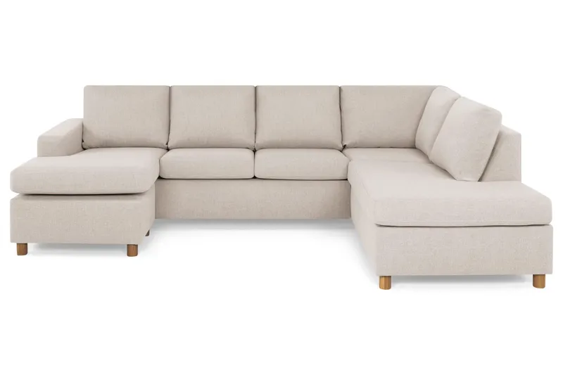 Crazy 4-sits Högervänd U-formad Large Soffa med Divan och Schäslong i Tyg - Beige (Art.nr 138950) — Beige