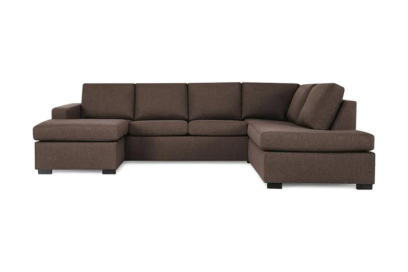Crazy 4-sits Högervänd U-formad Large Soffa med Divan och Schäslong i Tyg - Brun — Brun