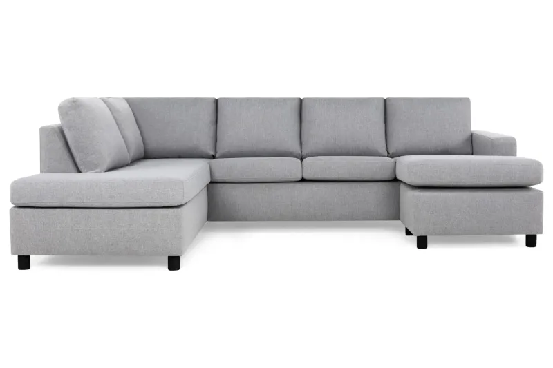 Crazy 4-sits Vänstervänd U-formad Large Soffa med Divan och Schäslong i Tyg - Grå (Art.nr 138957) — Basic Home