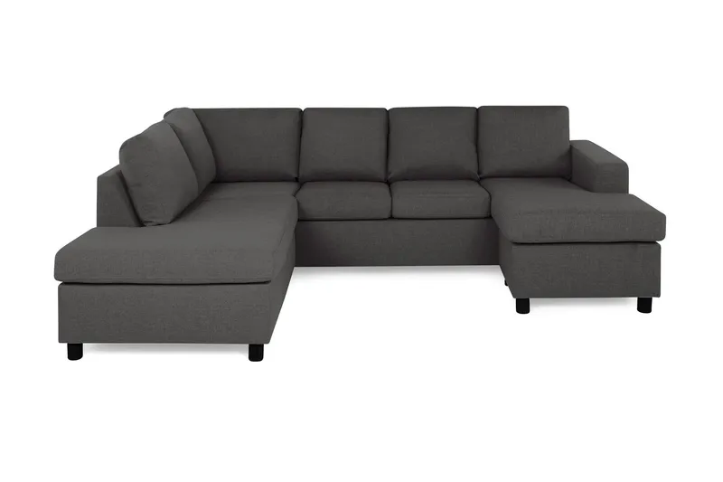 Crazy 4-sits Vänstervänd U-formad Small Soffa med Divan och Schäslong i Tyg - Mörkgrå (Art.nr 139135) — Mörkgrå