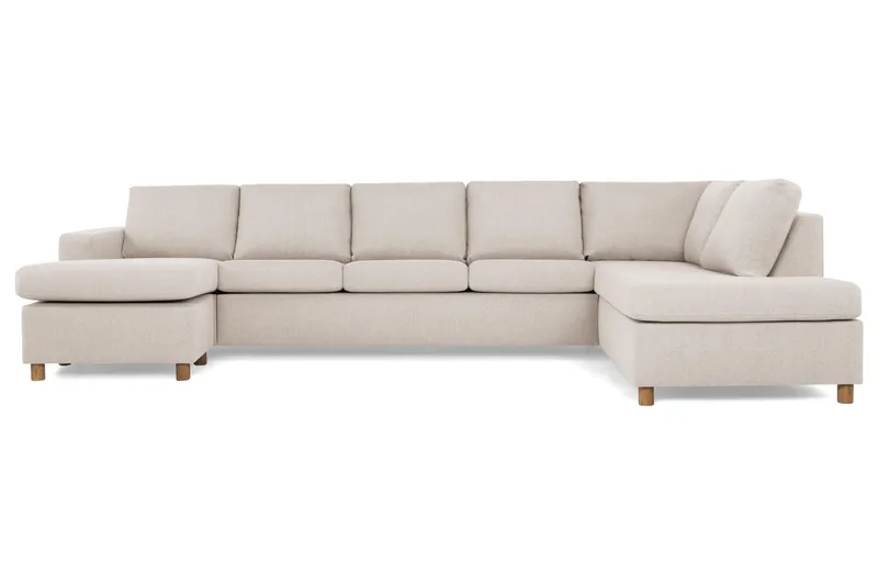 Crazy 5-sits Högervänd U-formad X-Large Soffa med Divan och Schäslong i Tyg - Beige (Art.nr 139051) — Beige