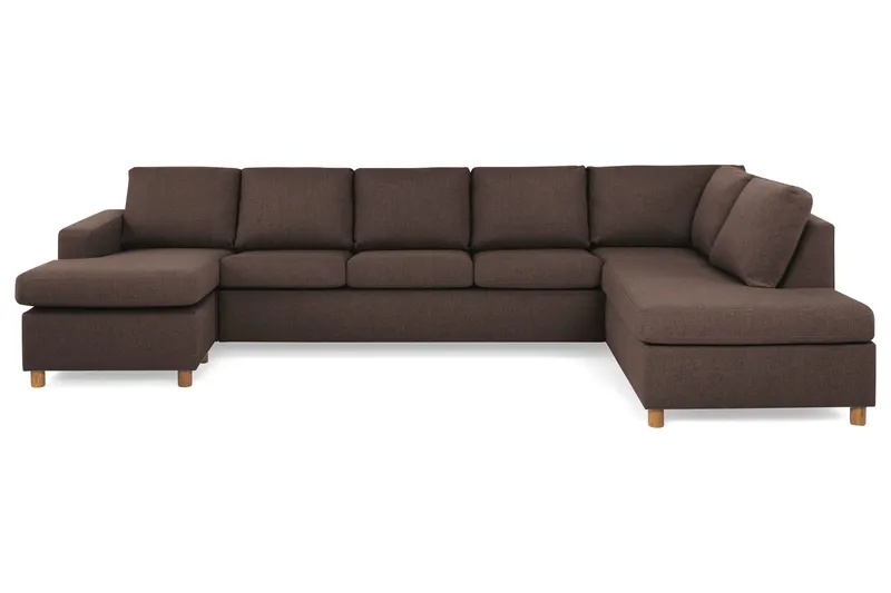 Crazy 5-sits Högervänd U-formad X-Large Soffa med Divan och Schäslong i Tyg - Brun (Art.nr 139054) — Brun
