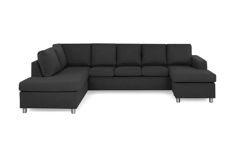 Crazy 5-sits Vänstervänd U-formad Soffa med Divan och Schäslong i Tyg - Antracit (Art.nr 139140) — Basic Home