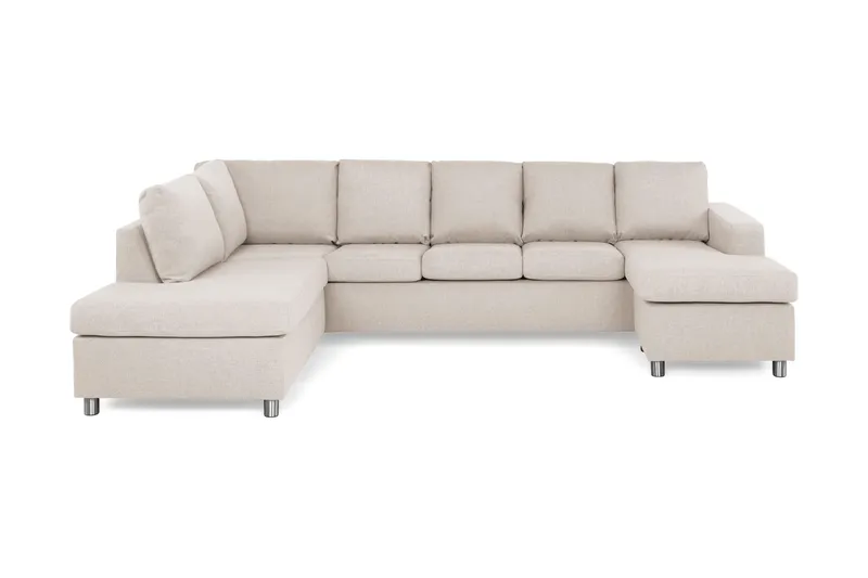 Crazy 5-sits Vänstervänd U-formad Soffa med Divan och Schäslong i Tyg - Beige (Art.nr 139363) — Basic Home