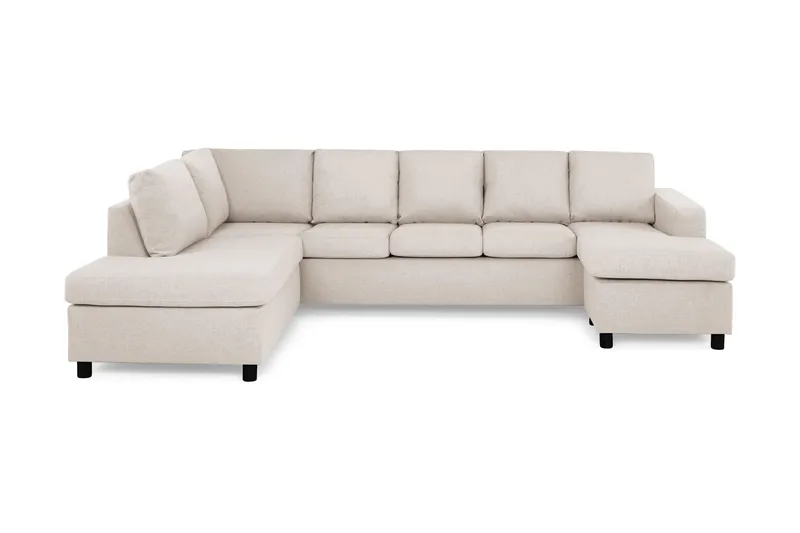Crazy 5-sits Vänstervänd U-formad Soffa med Divan och Schäslong i Tyg - Beige (Art.nr 139585) — Basic Home