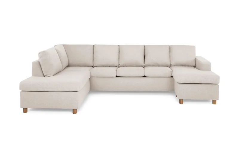 Crazy 5-sits Vänstervänd U-formad Soffa med Divan och Schäslong i Tyg - Beige (Art.nr 139141) — Basic Home