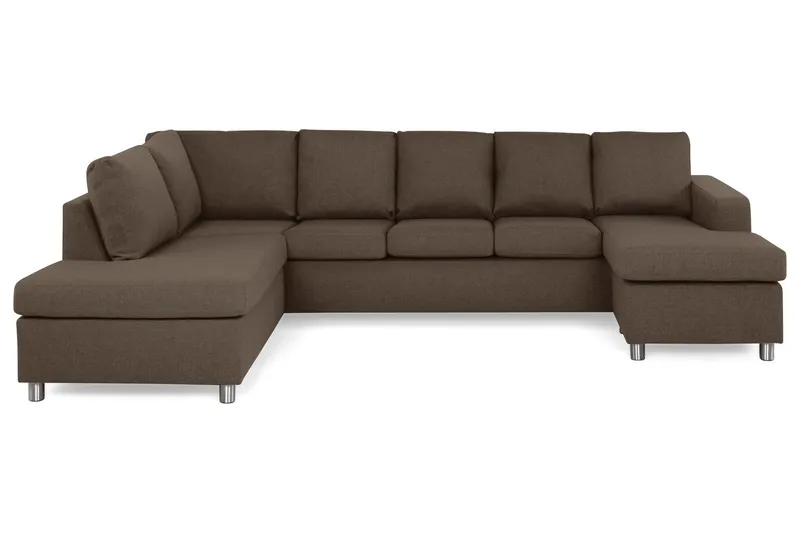Crazy 5-sits Vänstervänd U-formad Soffa med Divan och Schäslong i Tyg - Brun (Art.nr 139366) — Brun