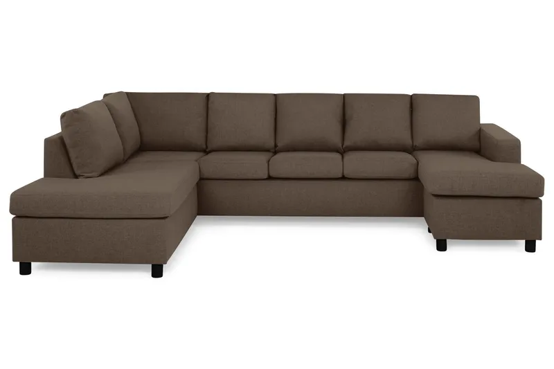 Crazy 5-sits Vänstervänd U-formad Soffa med Divan och Schäslong i Tyg - Brun (Art.nr 139588) — Brun
