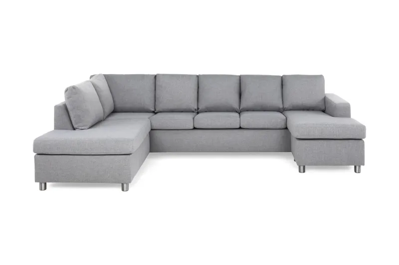 Crazy 5-sits Vänstervänd U-formad Soffa med Divan och Schäslong i Tyg - Grå (Art.nr 139587) — Grå