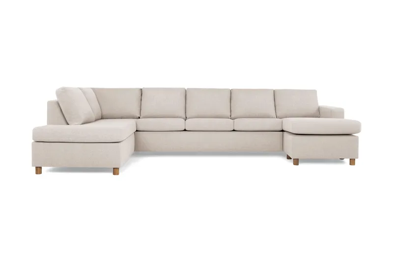 Crazy 5-sits Vänstervänd U-formad X-Large Soffa med Divan och Schäslong i Tyg - Beige (Art.nr 139058) — Basic Home