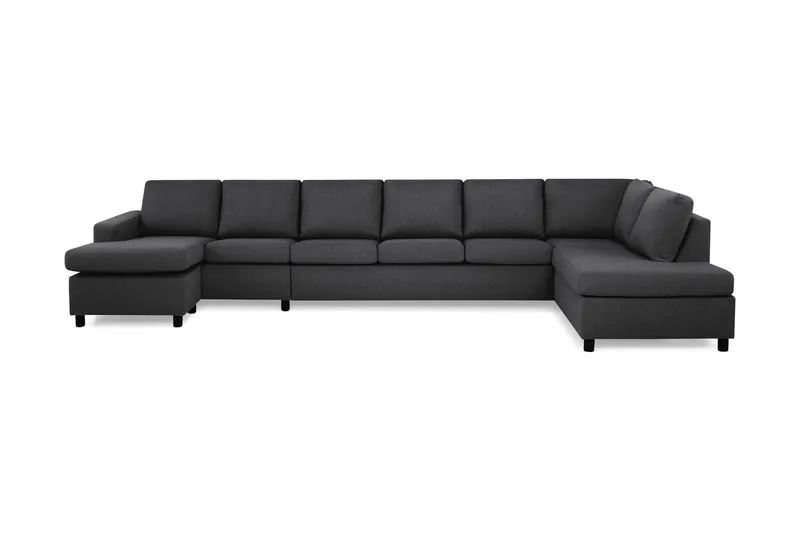 Crazy 6-sits Högervänd U-formad XX-Large Soffa med Divan och Schäslong i Tyg - Mörkgrå (Art.nr 139095) — Mörkgrå