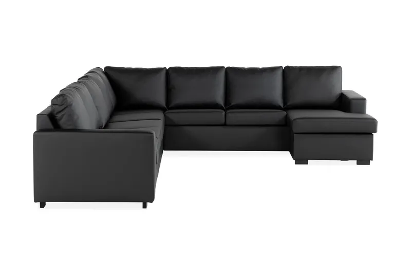 Crazy 7-sits Högervänd U-formad XX-Large Hörnsoffa med divan i Konstläder - Svart — Svart