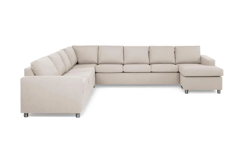 Crazy 7-sits Högervänd U-formad XX-Large Hörnsoffa med divan i Tyg - Beige (Art.nr 139481) — Beige