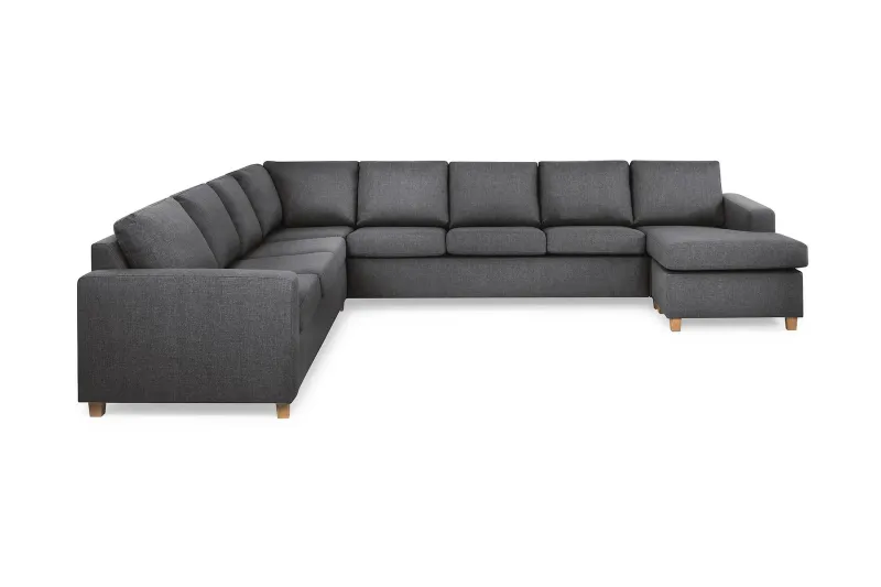 Crazy 7-sits Högervänd U-formad XX-Large Hörnsoffa med divan i Tyg - Mörkgrå (Art.nr 155888) — Mörkgrå