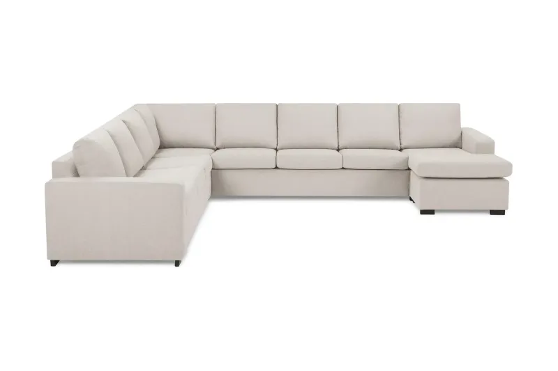 Crazy 7-sits Vändbar U-formad XX-Large Hörnsoffa med divan i Tyg - Beige — Beige