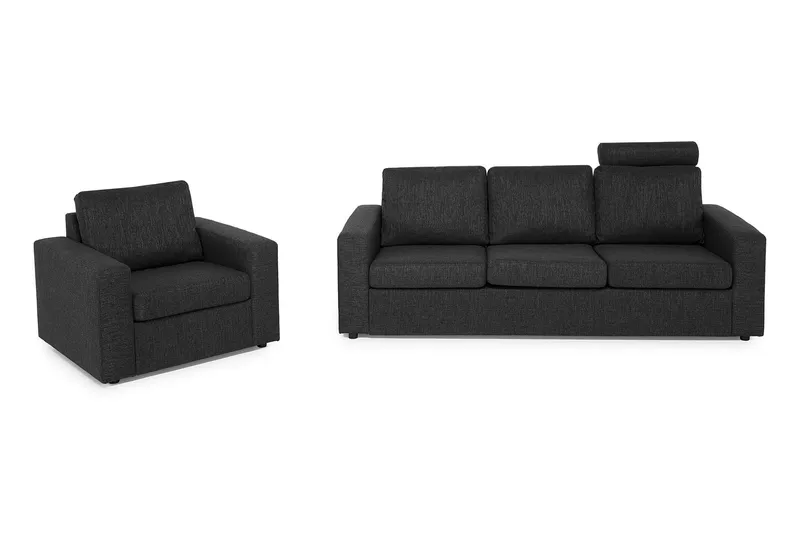 Crazy Soffgrupp 3-sits Soffa + Fåtölj i Tyg - Antracit — Antracit