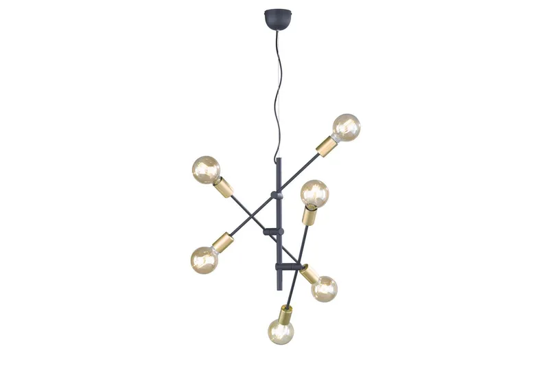 Cross Taklampa 6L E27 mattsvart/ guld - Matt svart/Guld — Trio Lighting